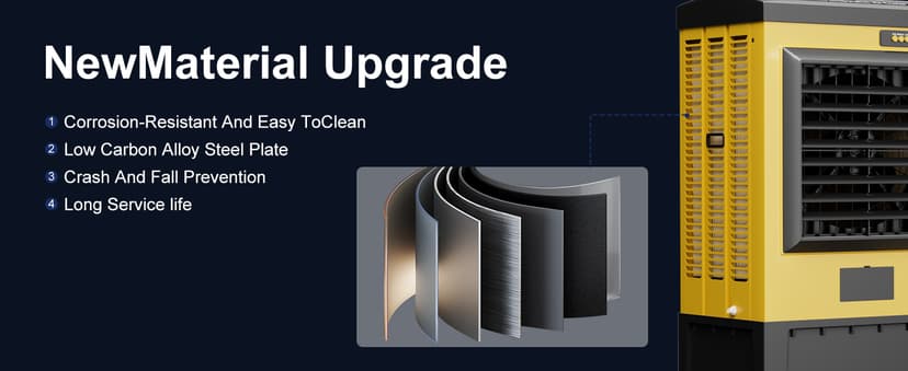 Swamp Cooler, 6500 CFM Evaporative Air Cooler, 19 Gal Water Tank Outdoor Air Conditioner, 3 Speed,5 Ice Boxes,Suitable for Indoor & Outdoor Garage,Patio,courtyard,factory workshop,50inch