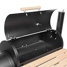 Outvita Charcoal Grill and Offset Smoker, Outdoor Patio Barbecue Cooker with Wheels, Portable Backyard BBQ Oven with Side Fire Box for Camping, Picnic, Party