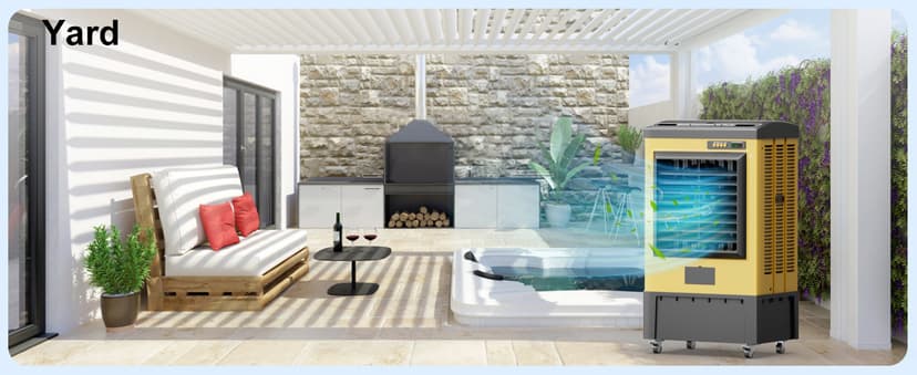 Swamp Cooler, 6500 CFM Evaporative Air Cooler, 19 Gal Water Tank Outdoor Air Conditioner, 3 Speed,5 Ice Boxes,Suitable for Indoor & Outdoor Garage,Patio,courtyard,factory workshop,50inch