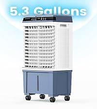 Air Choice Portable Evaporative Air Cooler, 1800 CFM Swamp Cooler with 6 Ice Box & 5.3 Gal Water Tank, 110° Swing, 3 Speeds, Upgraded Remote, 12H Timer, 3-in-1 Air Cooling Fan for Outdoor Indoor, Gray