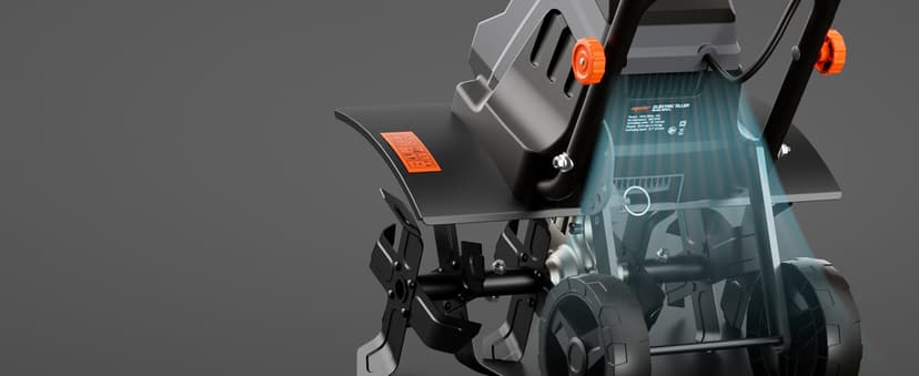 18 Inch 15 Amp Electric Tiller Cultivator, 24 Steel Tines for Gardening, Corded & High Power Garden Roto Tiller, 8.7'' Tilling Depth, 4-Adjustable Wheels, Foldable Handle, for Lawn Yard, Gray