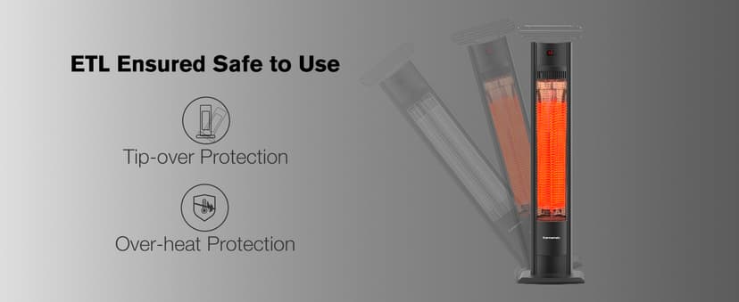 ThermoMate Outdoor Indoor Electric Patio Heater, 1500W 38.5" Portable Tower Infrared Heaer, IP55 Rated Space Radiant Heater with Remote, Timer, Tip-over Protection for Backyard, Restaurant & Garage