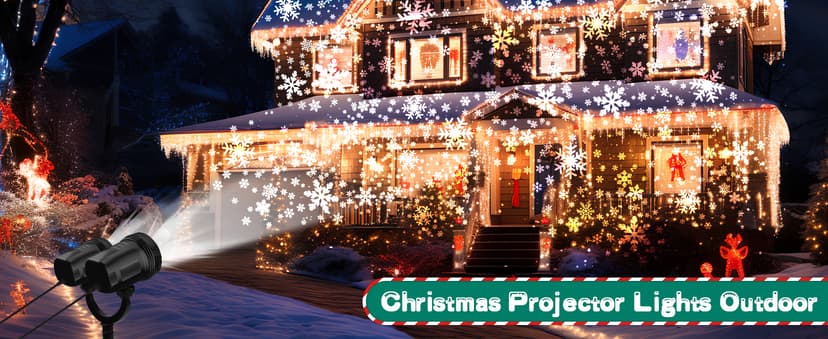 Christmas Projector Lights Outdoor, Clearer Snowflake Projector Lights IP65 Waterproof, LED Rotating Snowfall Decor Lamp for Xmas Holiday Wedding Indoor Party New Year Garden Decorations