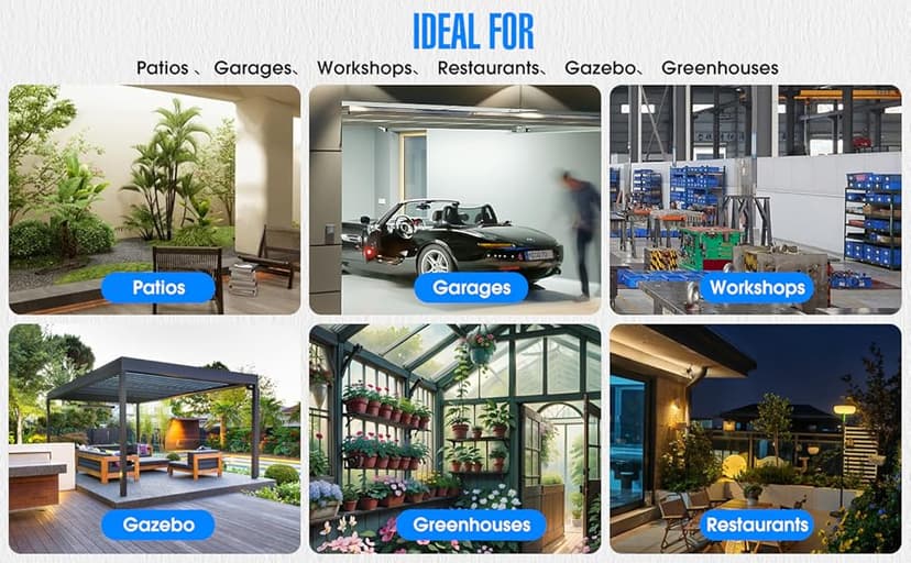 iLiving 18" Outdoor Oscillating High Velocity Wall Fan with 4150 CFM Heavy Duty Weatherproof Motor, Variable Speed Adjustment for Workshop, Garage, Patios, Commercial and industrial, 18 inch,Black