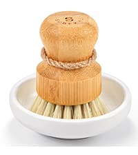 SUBEKYU Dish Brushes with Soap Dispenser, Kitchen Dish Scrubber Brushes with Handle, Dishwashing Cleaning Scrubbers for Dishes/Pans/Pots, Black, 2Pack