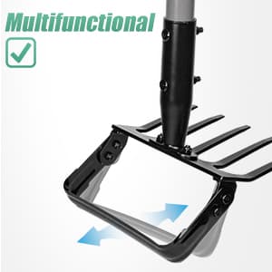 Suchtale 82 Inch Stirrup Hoe and 5-Tines Rake, Action Hoe for Weeding, 2 in 1 Scuffle Hoe with 37-82"Adjustable Handle, Hula Hoe Cultivator for Loosening Soil, Loop Hoe for Garden Weeding and Planting