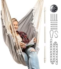 Indoor Hammock Chair Swing - Hanging Hammock Swing Chair - Indoor/Outdoor - Hanging Chairs for Bedroom, Patio, Porch, Swinging Chair Hammock for Adults - Built-In Footrest - Spacious Full Body Support