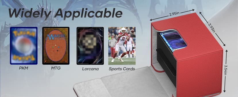 Mlikero Card Deck Box, Commander Deck Box Holds 100+ Double-Sleeved Cards with Divider, Leather Magnetic Closure Card Box Fit for MTG, TCG (Red)