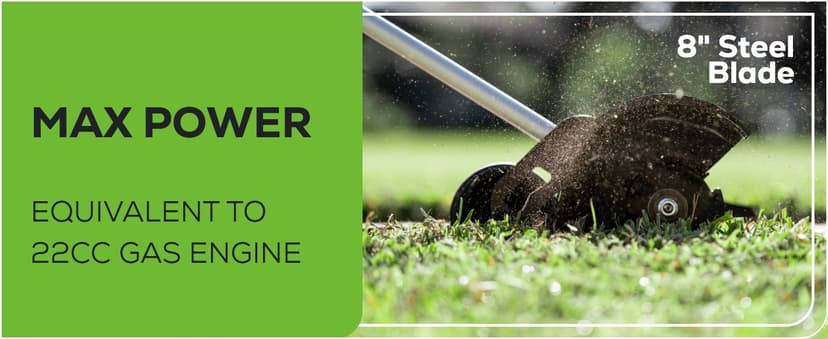 Greenworks 60V 8" Brushless Cordless Edger, 2.0 Ah Battery and Charger Included