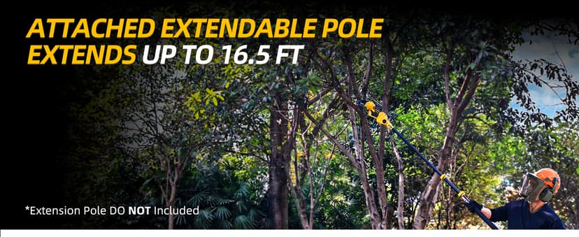 IMOUMLIVE 2-IN-1 Cordless Pole Saw & Mini Chainsaw, 21V 3.0Ah Battery Powered 6 Inch Electric Pole Chainsaw, 6.6 LB Lightweight, 15.2-Foot MAX Reach Pole Saw for Tree Trimming