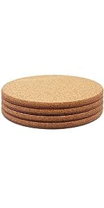 Cork Trivet, High Density Fine Particle Thick Cork Trivets for Hot Dishes, 8 Inch Heat Resistant Cork Coaster, Cork Placemats Cork Hot Pads for Hot Pots and Pans, 4 Pcs