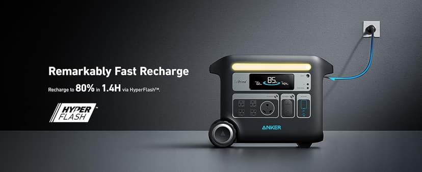 Anker SOLIX F2000 Solar Generator, 2048Wh Portable Power Station with LiFePO4 Batteries and 400W Solar Panel, GaNPrime Technology, 4 AC Outlets Up to 2400W for Home, Power Outages, Camping, and RVs