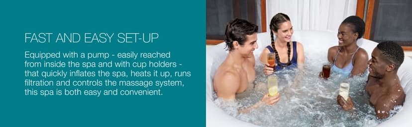 Bestway 2-4 Person SaluSpa Fiji Signature AirJet Inflatable Hot Tub Spa, 71" x 26" Round Portable Spa with 120 Soothing Jets and Insulated Cover