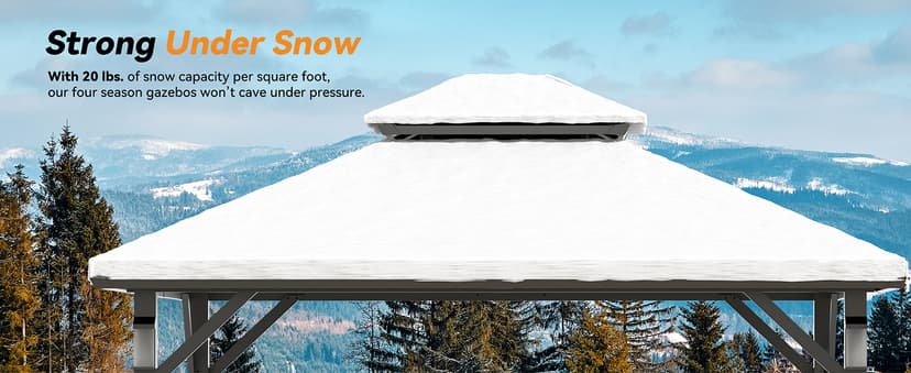 Modern Shade 10'x10' Hardtop Gazebo with Galvanized Steel Roof & 4 LED Lights - Permanent Metal Gazebo Outdoor Pavilion for Backyard, Deck, Garden - All-Weather Patio Cover