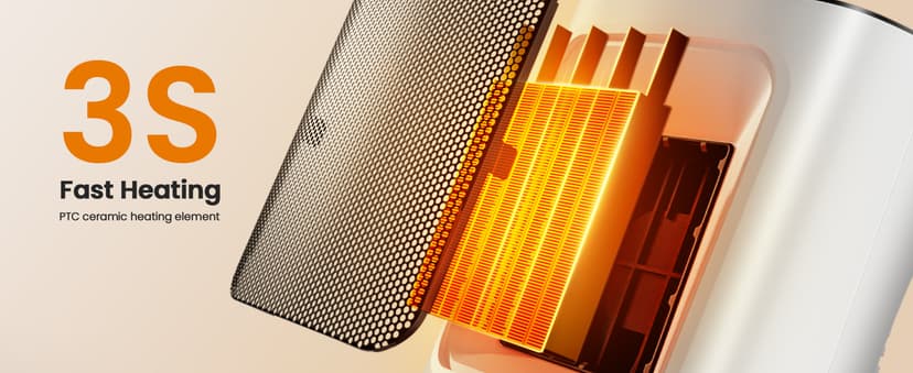 Kismile Portable Electric Space Heater, Small Ceramic Heater Fan with Thermostat, Tip-Over and Overheat Protection,Fast Heating for Home/Office,1500W(White)