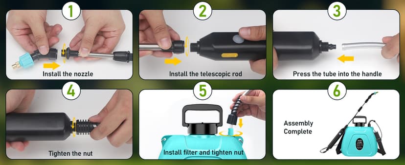 Battery Powered Garden Sprayer 2 Gallon, Electric Backpack Sprayer, Weed Yard Lawn Sprayer with 5 Mist Nozzles & Retractable Wand & Adjustable Strap for Lawn, Garden, Yard