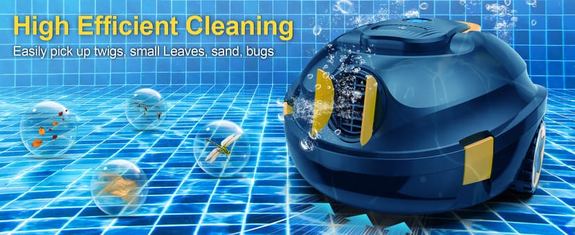 Y20 Cordless Robotic Pool Cleaner, Automatic Pool Vacuum, 90 Mins Runtime, Auto-Parking, Lightweight, Powerful Robot for Above/Inground Pool up to 1100 Sq.Ft (Black-Orange)