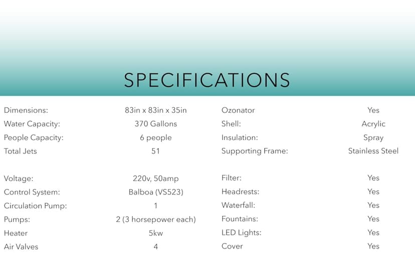 Comfort Hot Tubs - Hot Tub Spa - Seats 5-6 People - 51 Jets – Standard Heavy Duty Flip Cover, Water Fountains, Ozonator, LED Lights, Headrests, and More