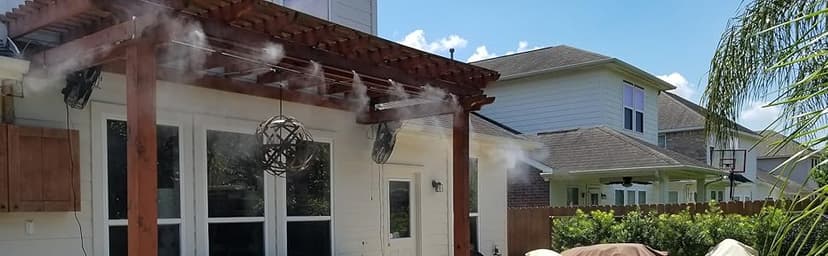 Patio Misting Kit - Pre- Assembled Misting System - Simply unpack and Attach - Cools temperatures by up to 30 Degrees - for Patio, Pool and Play Areas (60 Feet - 16 Nozzles)