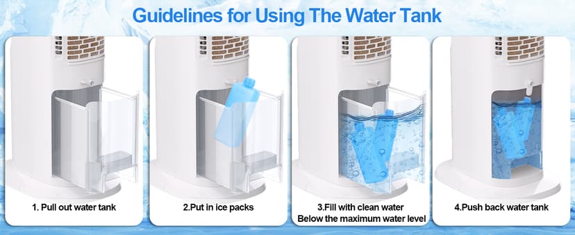 MEPTY 41" Swamp Cooler, 3 in 1 Evaporative Air Cooler with Remote, Portable Cooling Fans that Blow Cold Air with 3 Speeds, 4 Modes, Tower Fan 120° Oscillation Air Conditioner for Bedroom Home Office