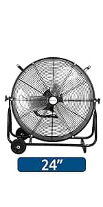 BILT HARD 24" 8100 CFM High Velocity Industrial Drum Fan, 3-Speed Heavy Duty Metal Shop Fan for Warehouse, Workshops, Garage, Factory and Basement - UL Listed