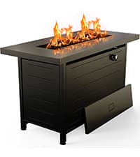 Ciays Propane Fire Pits 32 Inch Outdoor Gas Fire Pit, 50,000 BTU Steel Fire Table with Lid and Lava Rock, Add Warmth and Ambience to Gatherings and Parties On Patio Deck Garden Backyard, Black