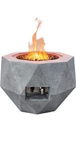 Kante 25 Inch Propane Fire Table, 50,000 BTU Large Concrete Fire Pit Table for Outdoor Garden Patio, Smokeless Gas Fire Pit with Waterproof Cover, Side Handles, Concrete (A-B01-80021)