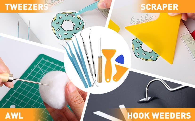 CLOYAN 33pcs Weeding Tools for Vinyl Set, Precision Craft Vinyl Weeding Tools Kit for Scrapbooking, Weeding Vinyl, DIY Art Work Cutting, Lettering, Splicing.