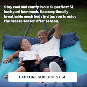 ENO SuperNest SL Hammock - 1 to 2 Person Backyard Hammock - Outdoor Patio Furniture for Backyard, Lawn, or Balcony - Coastal Blue