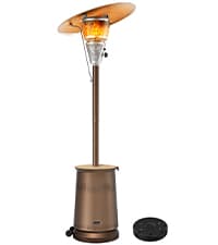 50,000 BTU Patio Heater for Outdoor Use With Adjustable Heat Focusing Top, Propane Patio Heater with Wheels, Stainless Steel Burner for Porch Garden Commercial Residential, Dark Brown