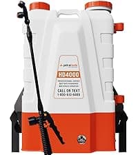 PetraTools Battery Powered Backpack Sprayer 4 Gallon - 6 Hours Long Battery Life & Padded Straps for Comfort - HD4000 Electric Backpack Garden Sprayer with 6 Spray Nozzles & 90PSI Adjustable Pressure