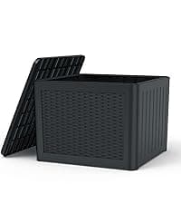 120 Gallon Resin Deck Box, Weatherproof Outdoor Storage Box for Patio, Garden, Pool, and Yard, Lockable Waterproof Bin for Tools, Cushions, and Accessories, Grey