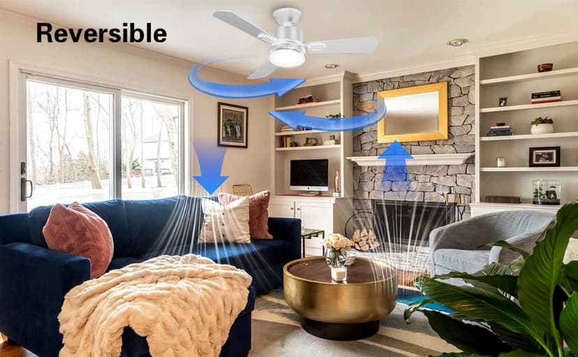 32" Ceiling Fans with Light and Remote, Energy Saving Super Quiet 6-Speed Ceiling Fan with 3CCT Dimmable Light for Indoor and Outdoor, Reversible, White and Wood