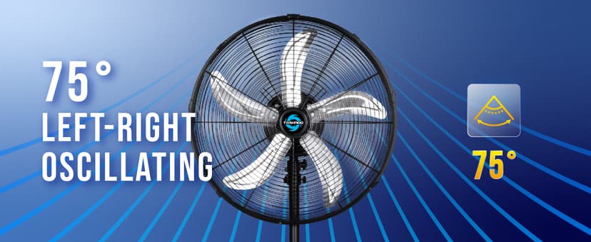 Tornado - 20 Inch High Velocity Metal Oscillating Pedestal Fan 5250 CFM - Commercial, Industrial Use Water-Resistant