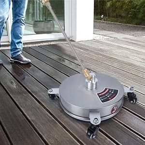 Biswing 14" Pressure Washer Surface Cleaner with 4 Wheels, Stainless Steel Power Washer Accessory for Driveways Sidewalks Patios Cleaning, 1/4" Quick Connector, 2 Extension Wand Attachments, 4000 PSI