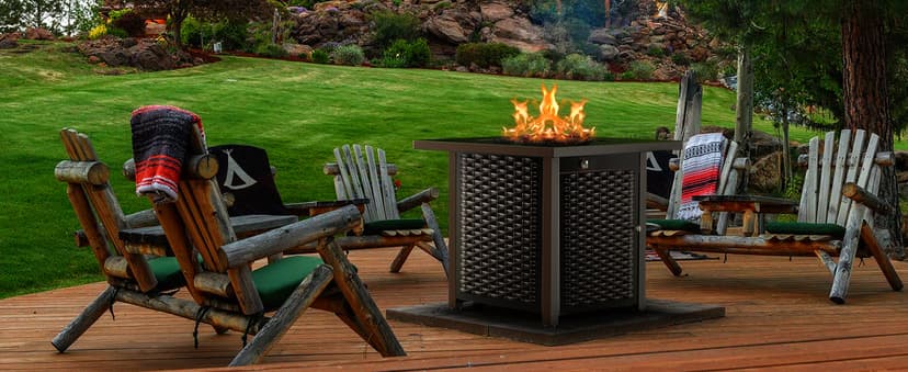 Ciays 32 Inch Propane Fire Pit, CSA-Listed Outdoor Gas Fire Pit 50,000 BTU Steel Fire Pit Table with Lid, Add Warmth and Ambience to Gatherings and Parties On Patio Deck Garden, Black,CIFPT4B