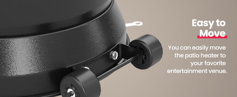 PAMAPIC 48000 BTU Patio Heater, Outdoor Propane Heater 2 in 1 Table Design, Double-Layer Stainless Steel Burner, Wheels, Triple Protection System, Outdoor Heater for Home and Residential,Black