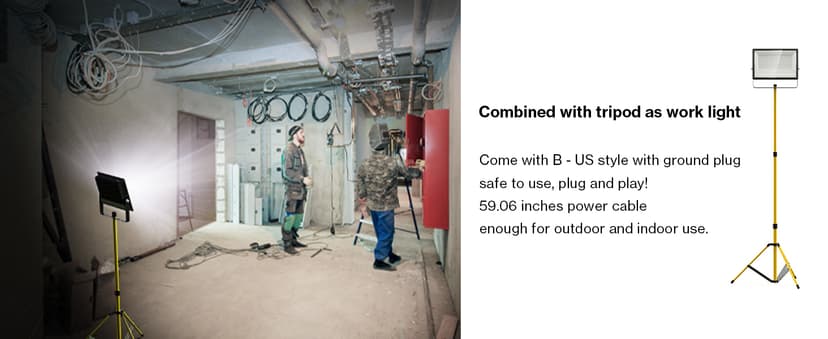 Olafus 2 Pack 100W LED Flood Light Outdoor, 9000lm LED Work Light with Plug, IP66 Waterproof Exterior Security Lights, 6500K Daylight White Outside Floodlights for Playground Yard Stadium Lawn