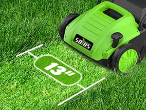 SOYUS Electric Dethatcher and Scarifier with 30L Collection Bag, 13-Inch 12 Amp 2-in-1 Corded Lawn Dethatcher with 4-Postion Depth Adjustment, Quick-Fold, Increases Lawn Health