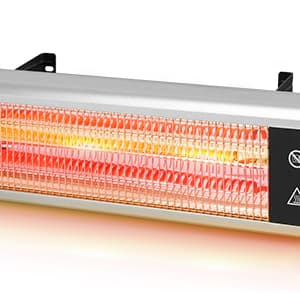 SereneLife Infrared Patio Heater, Wall-Mounted Electric Heater with Remote, 1500W, IP65 Approved, Odorless, Indoor/Outdoor for Patio, Restaurant, Backyard, Garage, Decks