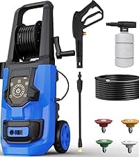 Electric Pressure Washer, 4200PSI 2.8GPM, Foam Cannon, 4 Nozzle Tips, 20 FT Hose, 35FT Power Cord, Strong Power Washer with Anti-Tipping Technology for Cars, Garden, Fences, Patios, Driveways