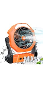 Ausic Portable Misting fan, 8-Inch Cooling Mist Fans, 10000mAh USB Rechargeable Battery Powered Fan with Mister, 250mL Water Tank & LED Lantern, for Home Desk, Bedroom, Office, Outdoor&Indoor Use