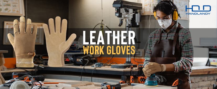 HLDD HANDLANDY Work Gloves for Women and Ladies, Leather Gardening Gloves Flexible Mechanic Working Gloves