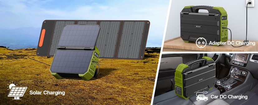 BROWEY Portable Power Station 1000W with Built-in Solar Panel, 614WH/192000mAh LiFePO4 Battery Pack, Solar Generator with AC/DC/USB/PD Outputs for Outdoor Camping, RV Travel, Emergency Preparedness