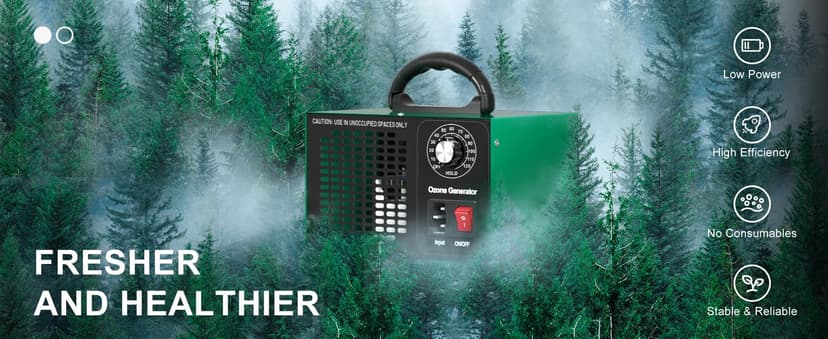 Ozone Generator 45,000mg/h, Industrial/Home O3 Air Purifier Deodorizer for Areas of 2500 Square Feet - High Capacity Ozone Machine Air Ionizer Odor Clean for Rooms, Smoke, Cars, Pets (Green)