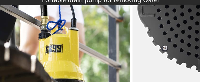 1/6HP Portable Utility Pump Submersible Small Backup Sump Pump Draining pump to Remove Water from Flooding House Basement Pool Tankless Heater Flushing Pump with 10-Foot Cord SUB 1100