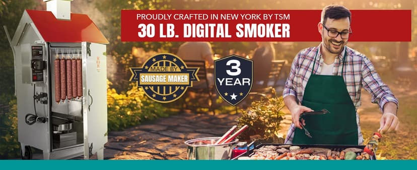 The Sausage Maker - 30 lb. Digital Smoker for Making Sausage, Ham, Fish and Brisket (Eagle with Flag)