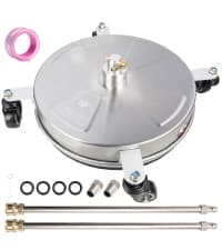 Hourleey 14" Pressure Washer Surface Cleaner, Stainless Steel Surface Cleaner with 4 Wheels for Concrete, Patio, Sidewalk, Deck, Pathway 1/4" Quick Connector, 2 Extension Wand, 4000 PSI