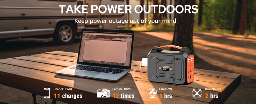 Solar Powered Generator 200W Peak/100W Rated, Portable Solar Generator Power Station with Solar Panels 40W Included, 146Wh Solar Power Bank with AC Outlet 110V for Home Use Camping Outdoor Adventure