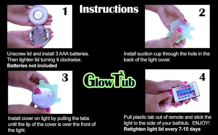 Underwater Remote Controlled LED Color Changing Light for Bathtub or spa - Battery Operated - Size 2.75 in.